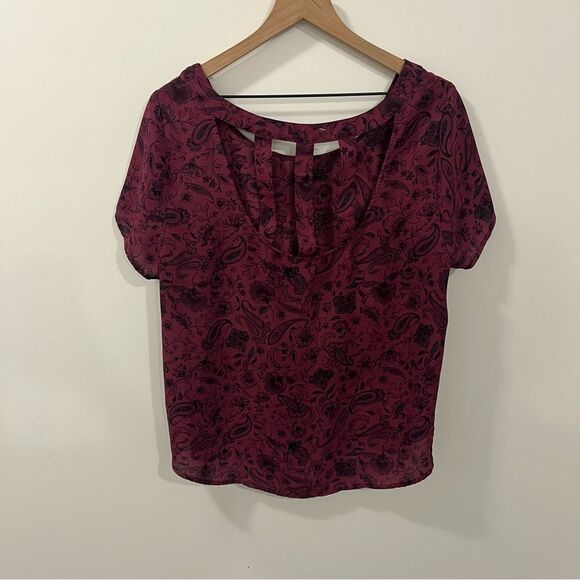 Torrid Abbey Georgette Cage Back Blouse Size 0/Large/12 Paisley Print - Picture 7 of 13
